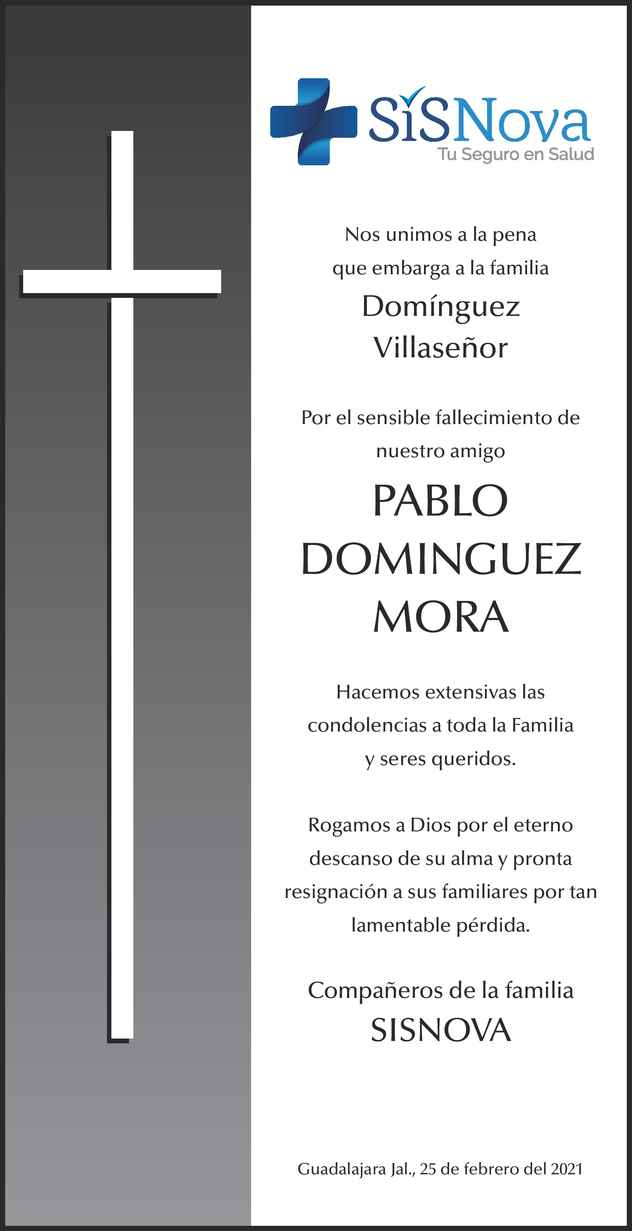 Pablo Domínguez Mora Obituario Esquela