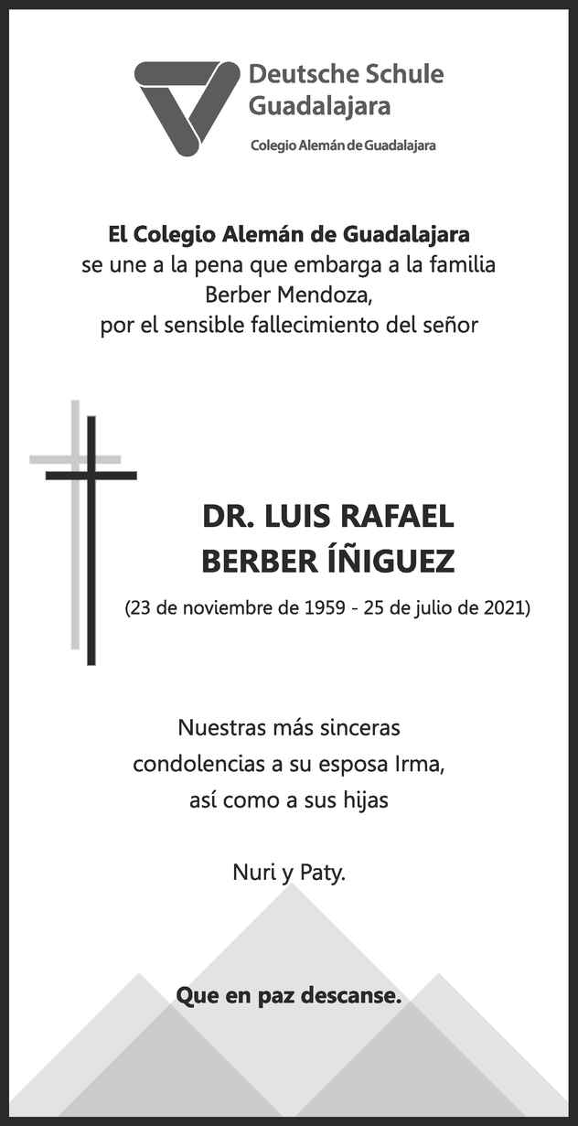 Luis Rafael Berber Iñiguez Obituario Esquela