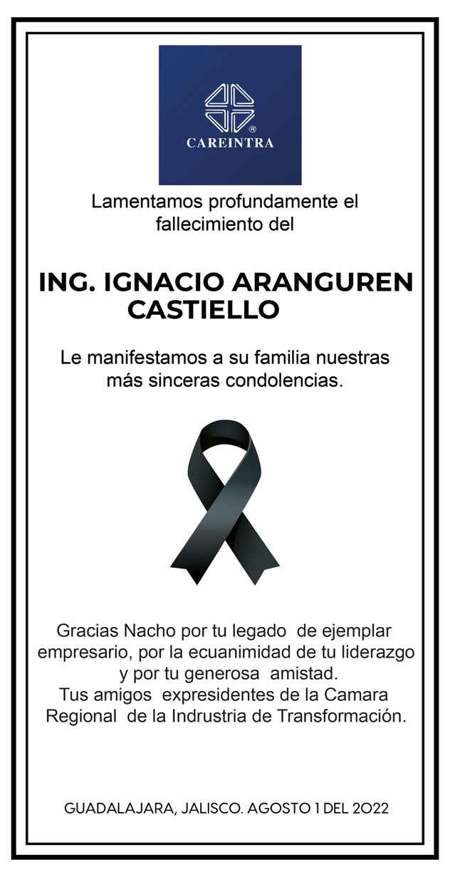 Ing Ignacio Aranguren Castiello Obituario Esquela