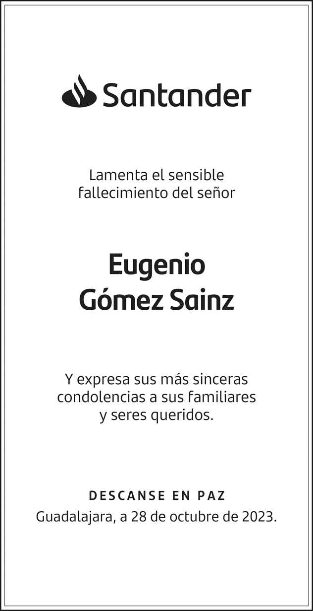 Eugenio Gómez Sáinz Obituario Esquela