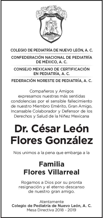 Dr César León Flores González Obituario Esquela