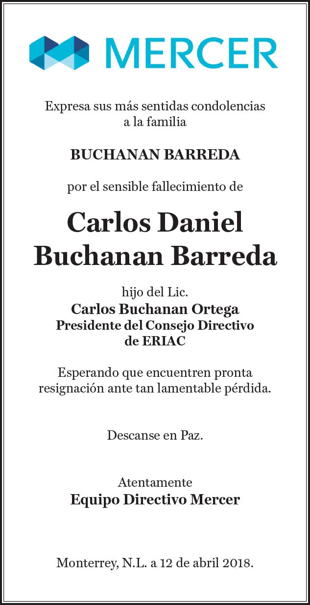 Carlos Daniel Buchanan Barreda Obituario Esquela