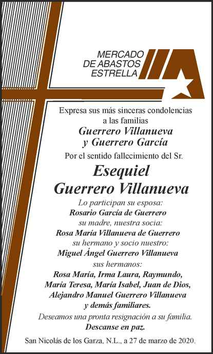 Se Or Esequiel Guerrero Villanueva Obituario Esquela