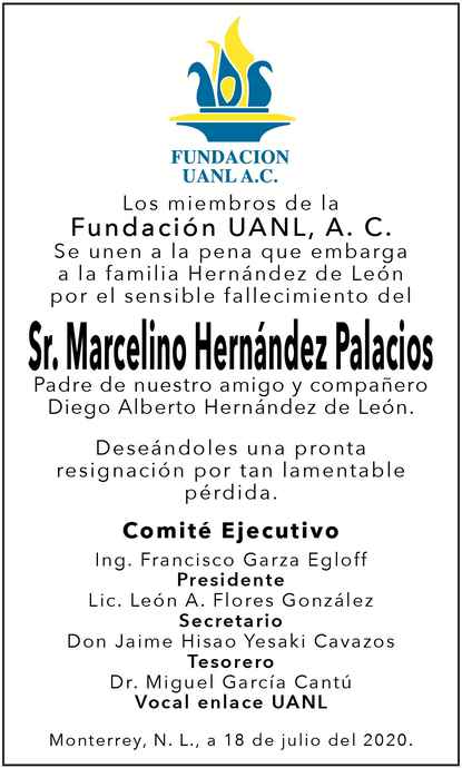 Señor Marcelino Hernández Palacios Obituario Esquela