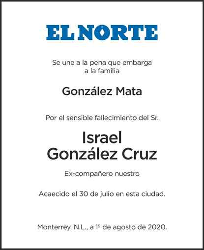 Señor Israel González Cruz Obituario Esquela