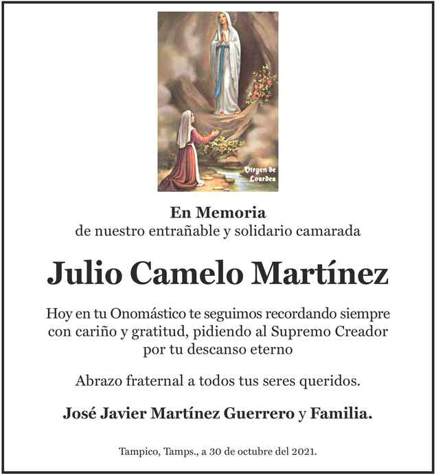 Julio Camelo Mart Nez Obituario Esquela