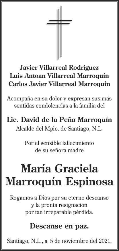 Se Ora Mar A Graciela Marroqu N Espinosa Obituario Esquela