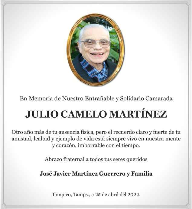 Julio Camelo Martínez Obituario Esquela