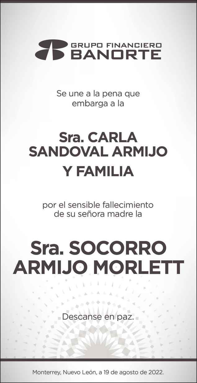 Se Ora Socorro Armijo Morlett Obituario Esquela