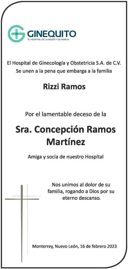 Sra Concepción Ramos Martínez Obituario Esquela