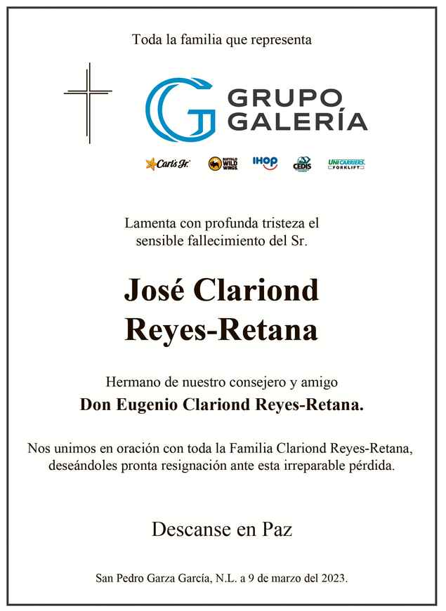 Sr Jos Gerardo Clariond Reyes Retana Obituario Esquela