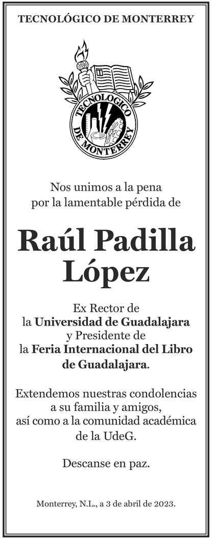 Sr Raúl Padilla López Obituario Esquela