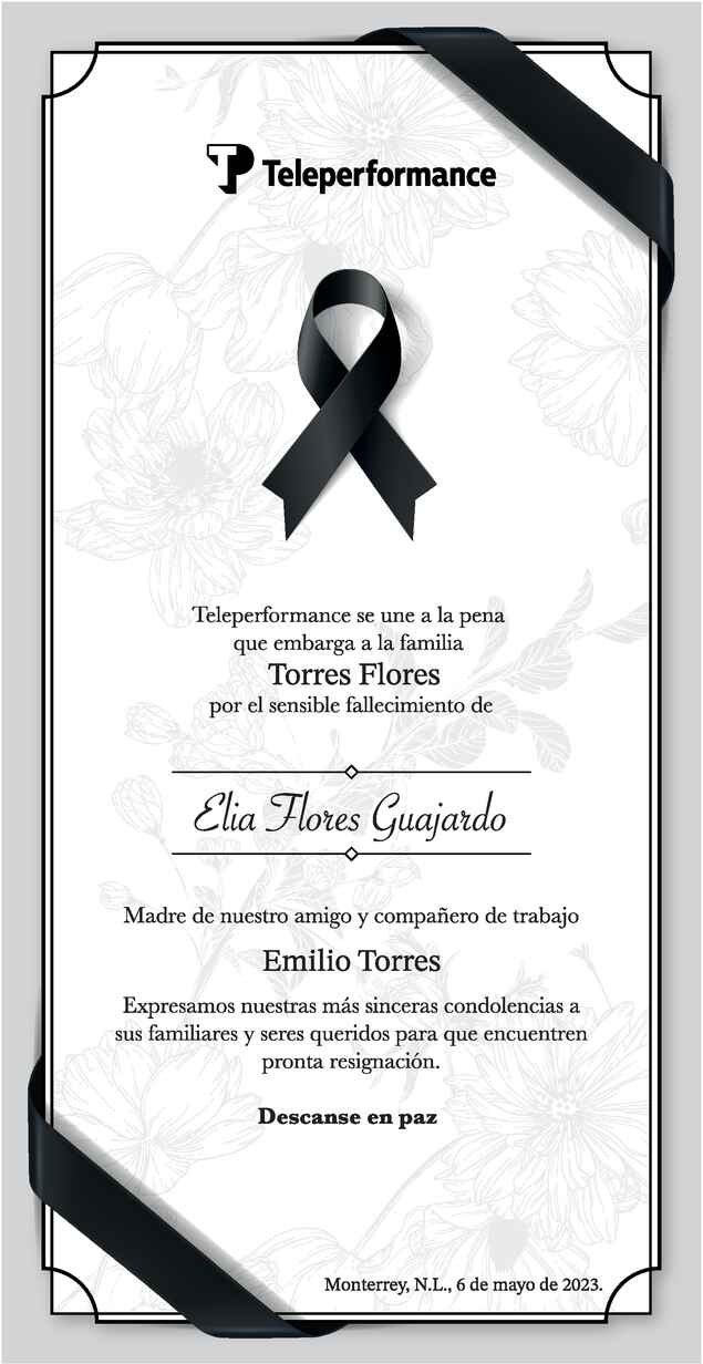 Elia Flores Guajardo Obituario Esquela