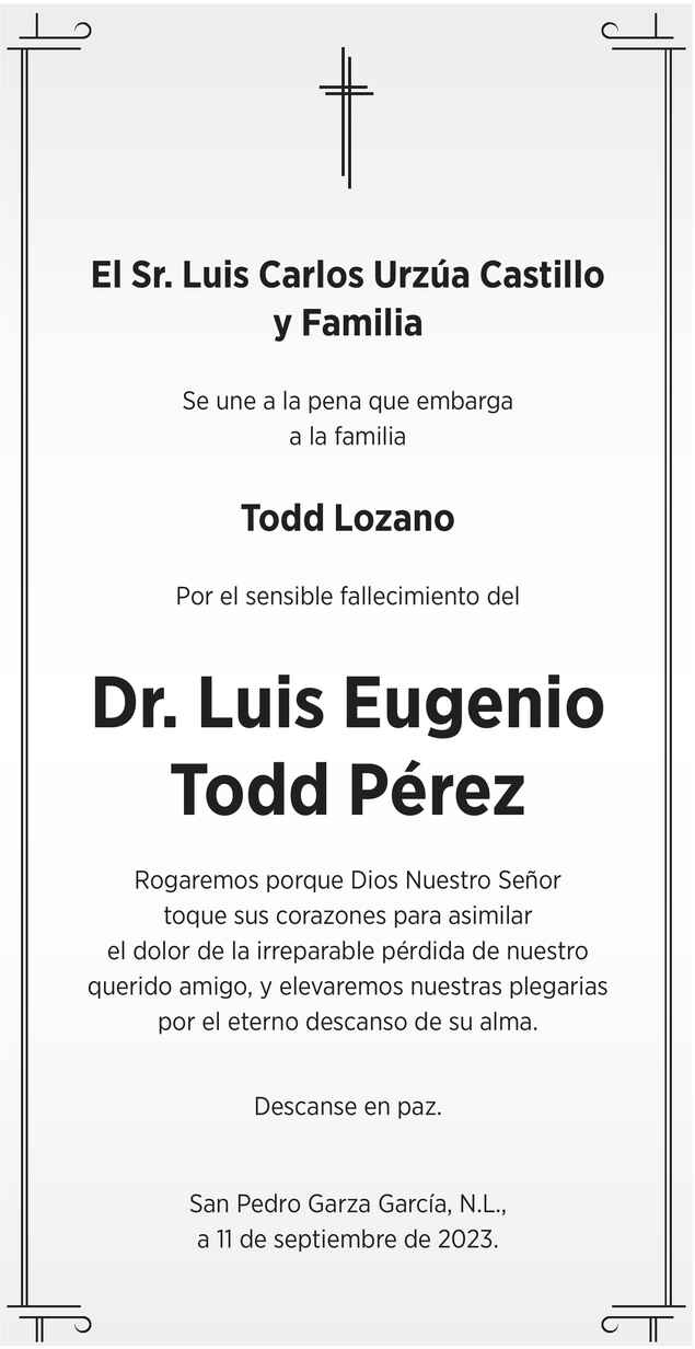 Dr Luis Eugenio Todd P Rez Obituario Esquela