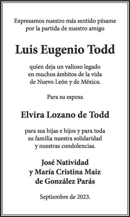 Dr Luis Eugenio Todd Pérez Obituario Esquela