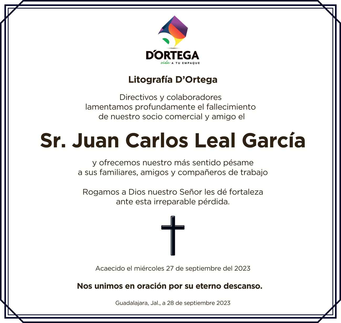 C P Juan Carlos Leal García Obituario Esquela