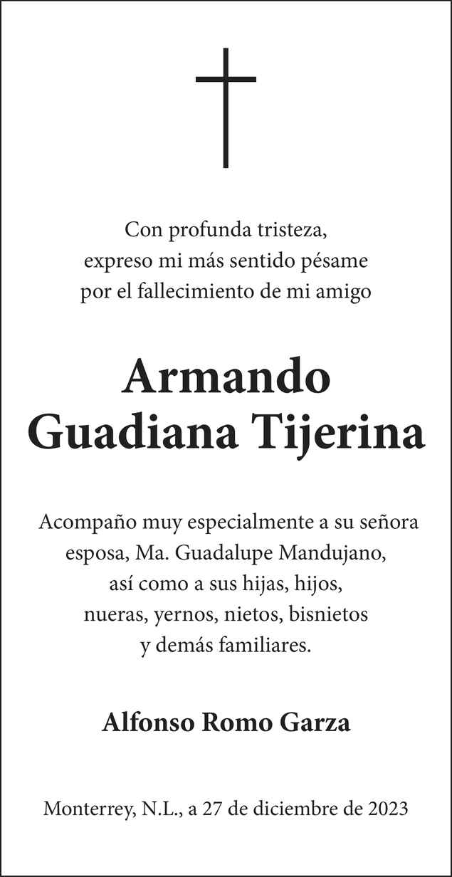 Armando Guadiana Tijerina Obituario Esquela