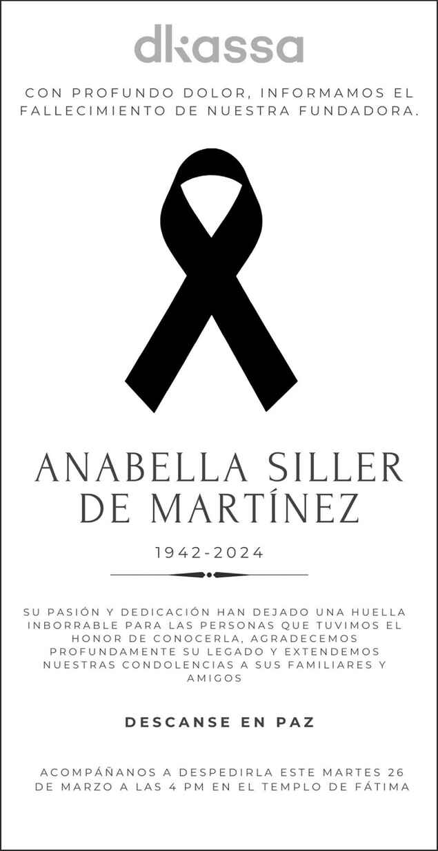 Anabella Siller de Martínez Obituario Esquela