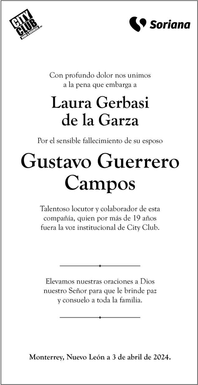 Gustavo Guerrero Campos Obituario Esquela