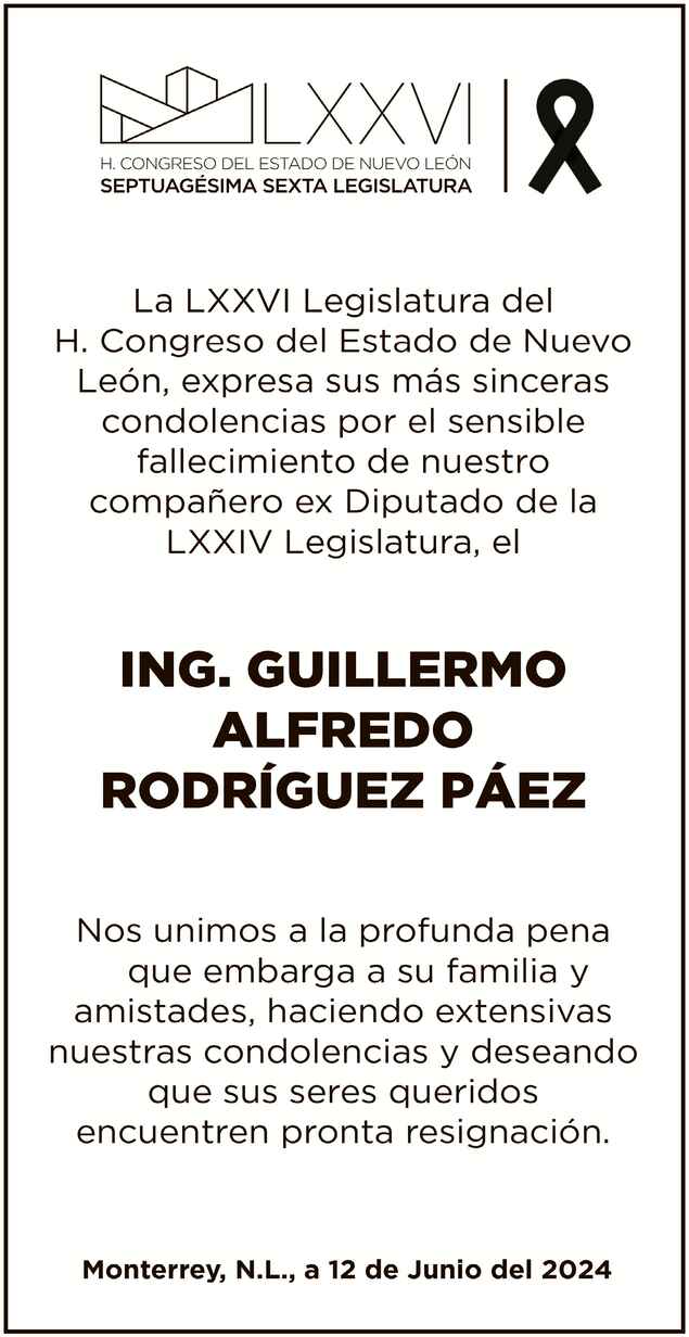 Ing Guillermo Alfredo Rodr Guez P Ez Obituario Esquela