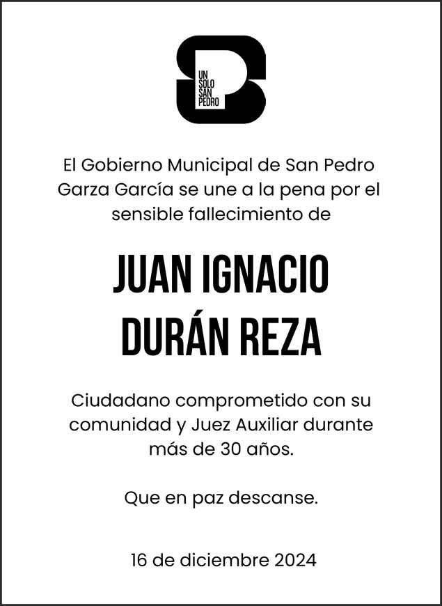 Juan Ignacio Dur N Reza Obituario Esquela