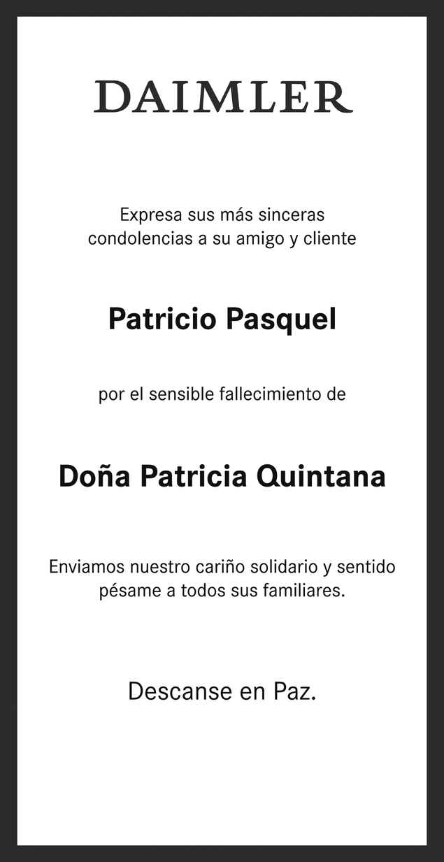 Señora Margarita Patricia Quintana Fernández Obituario Esquela