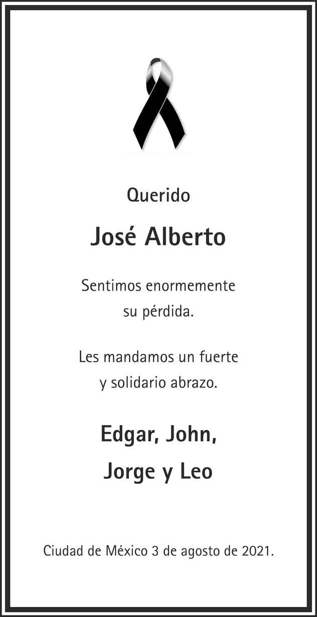 Señor Alberto Ignacio Francisco Balbuena y Guzman Obituario Esquela