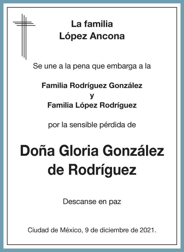 Se Ora Gloria Gonz Lez Rodr Guez Obituario Esquela