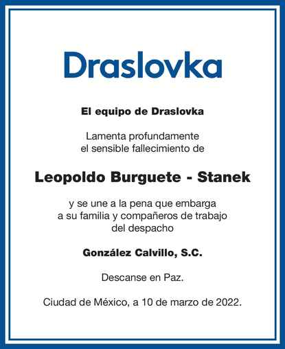 Señor Leopoldo Burguete Stanek Obituario Esquela