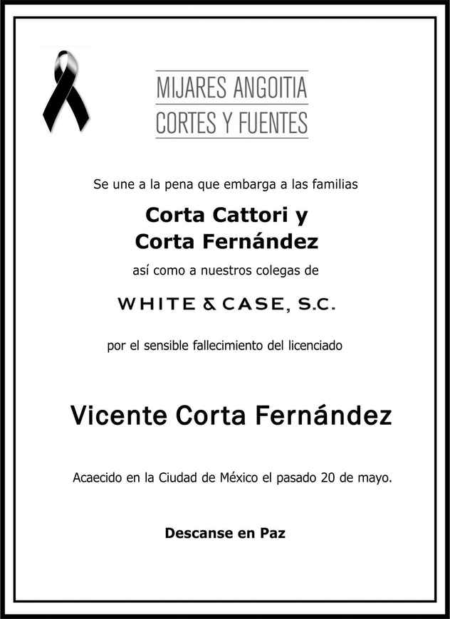 Señor Vicente Corta Fernández Obituario Esquela