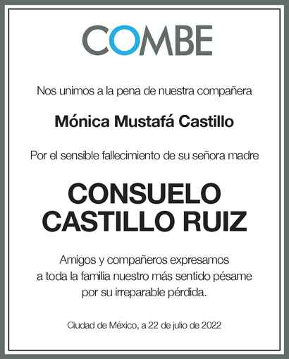 Sra Consuelo Castillo Ruiz Obituario Esquela