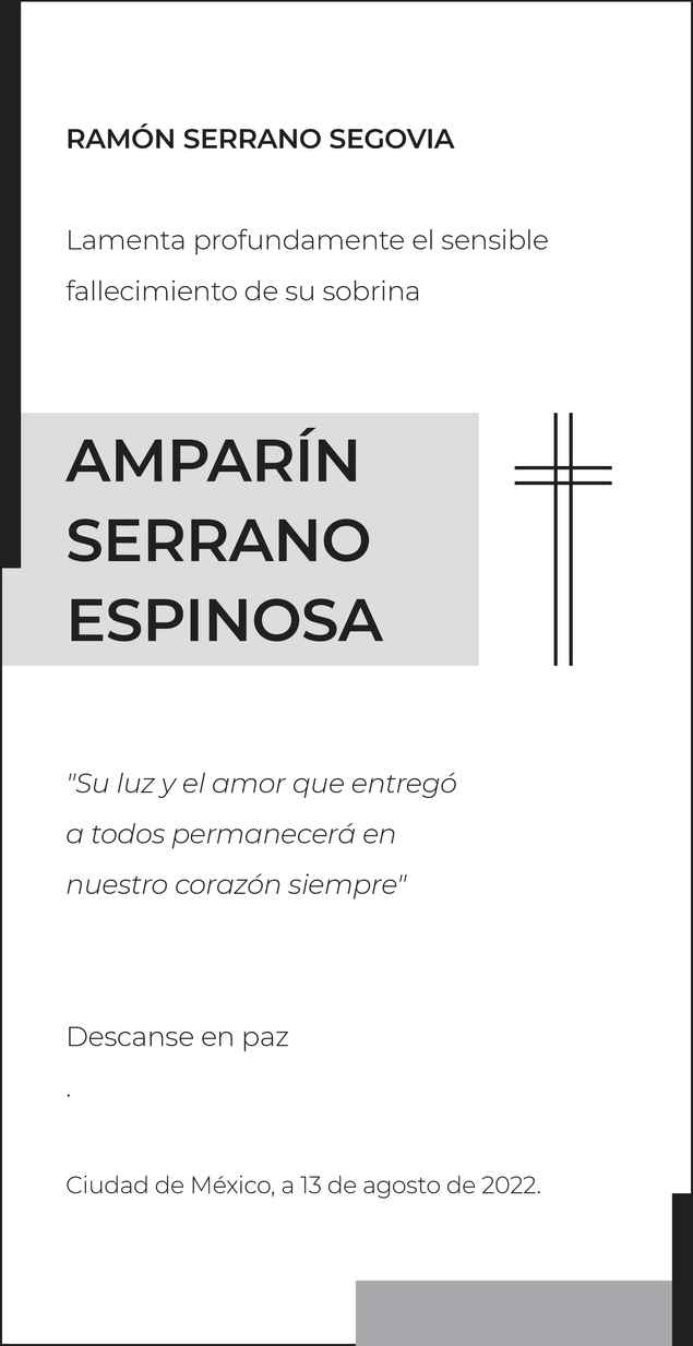 Se Ora Amparin Serrano Espinosa Obituario Esquela