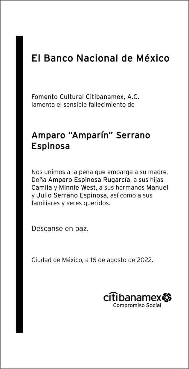 Señora Amparin Serrano Espinosa Obituario Esquela