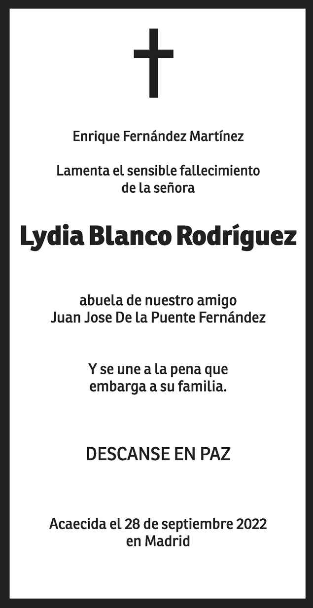 Se Ora Lydia Blanco Rodr Guez Obituario Esquela