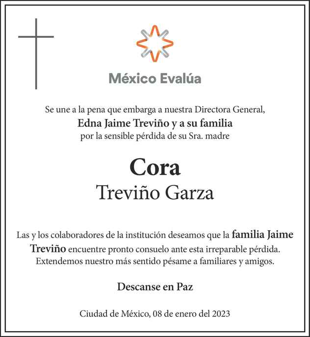 Señora Cora Treviño Garza Obituario Esquela