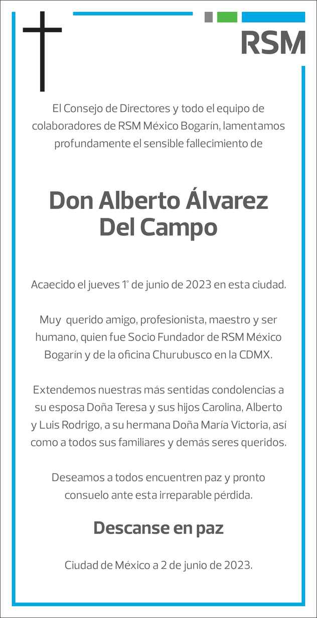 Don Alberto Lvarez Del Campo Obituario Esquela