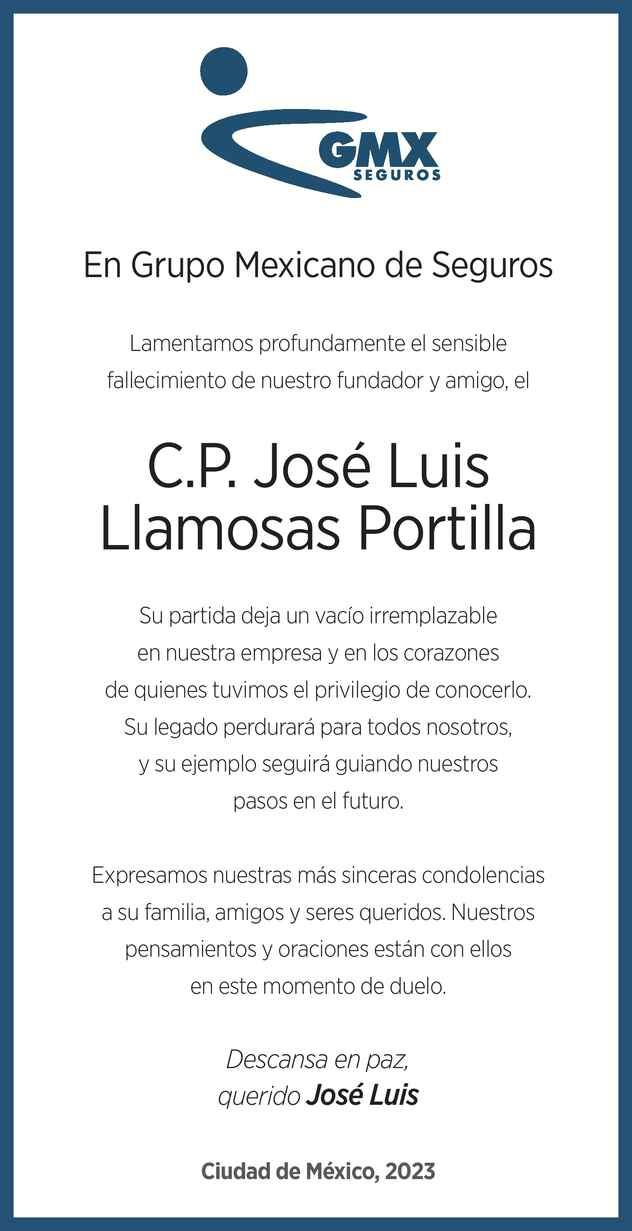 Se Or Jos Luis Llamosas Portilla Obituario Esquela