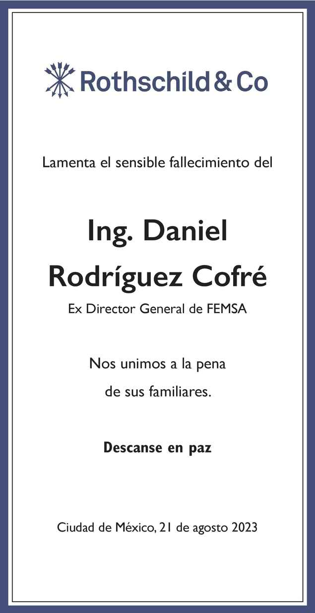 Ing Daniel Rodríguez Cofré Obituario Esquela