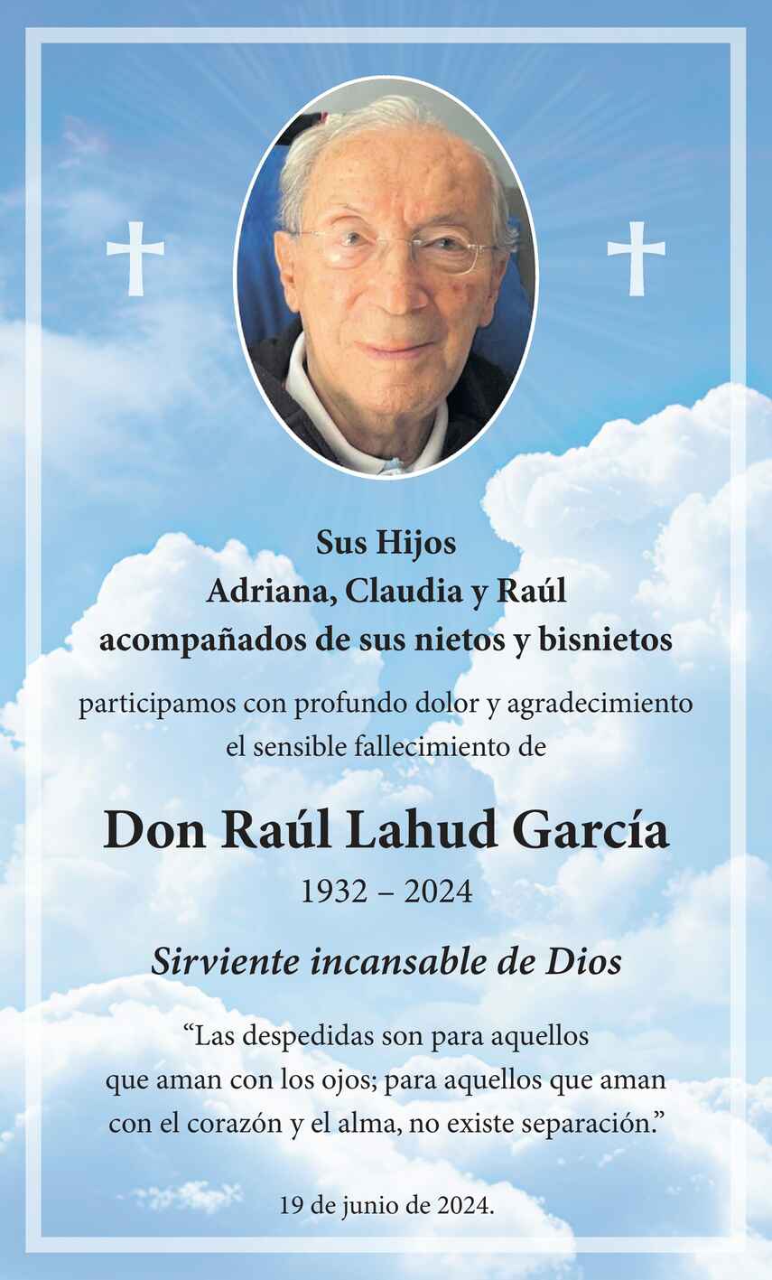 Don Raúl Lahud García Obituario Esquela