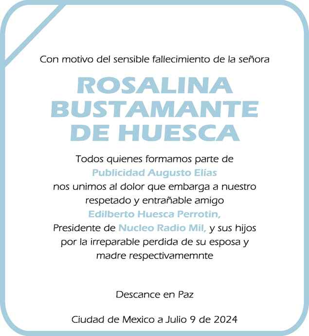 Do A Rosalinda Bustamante De Huesca Obituario Esquela