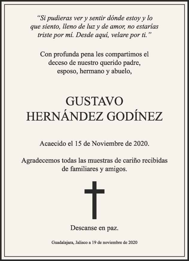 Gustavo Hernández Godínez Obituario Esquela