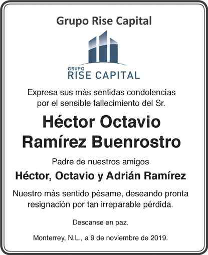 Héctor Octavio Ramírez y Buenrostro Obituario Esquela