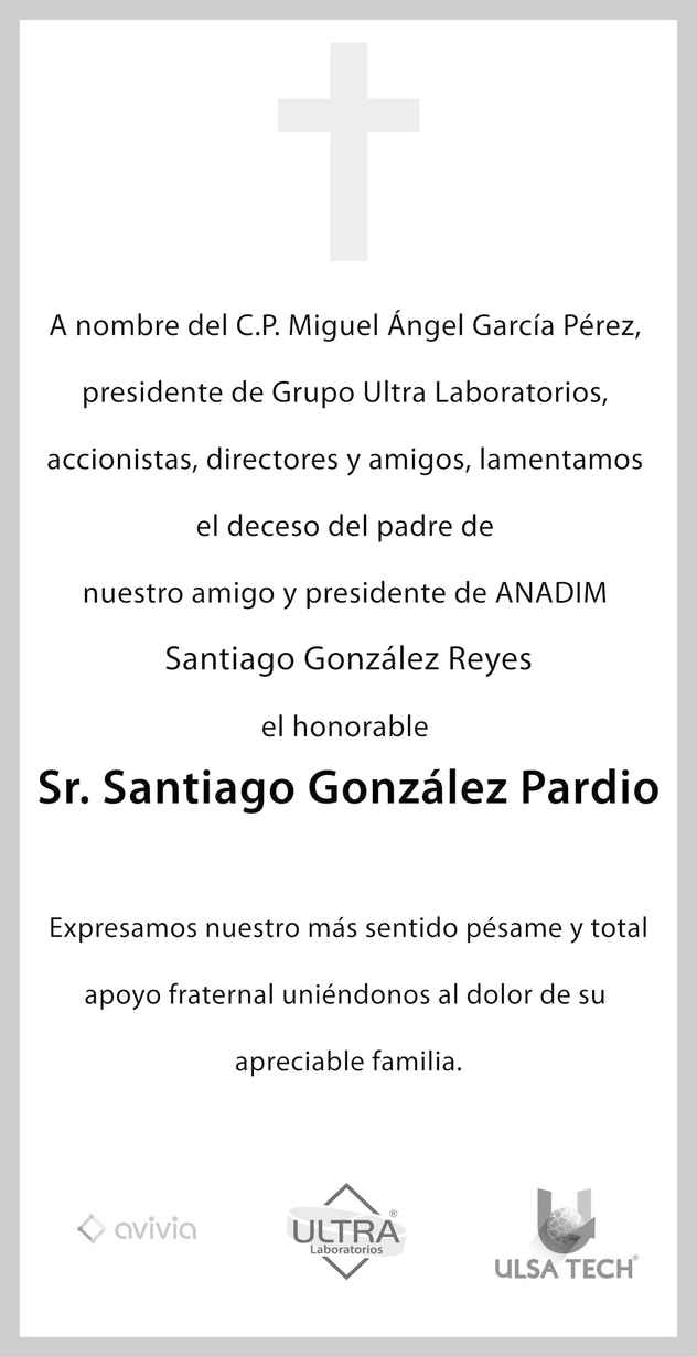 Señor Santiago González Pardio Obituario Esquela