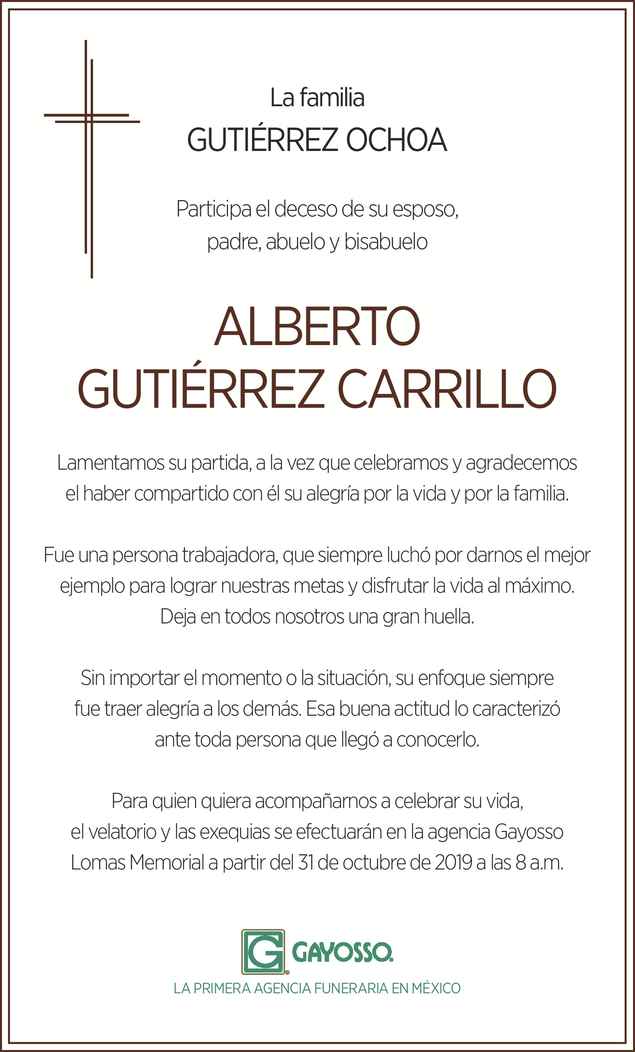 Señor Alberto Gutiérrez Carrillo Obituario Esquela