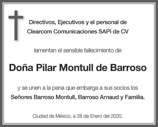 Doña María del Pilar Montull Y Valles Obituario Esquela