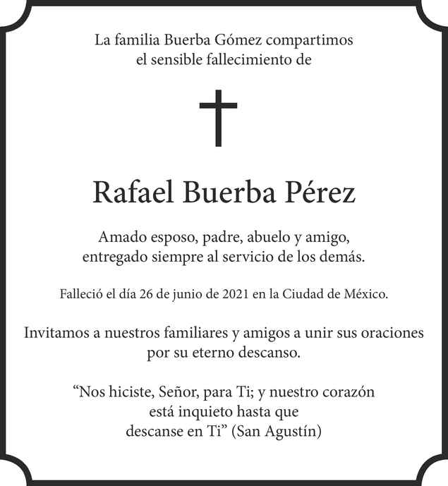 Señor Rafael Buerba Pérez Obituario Esquela