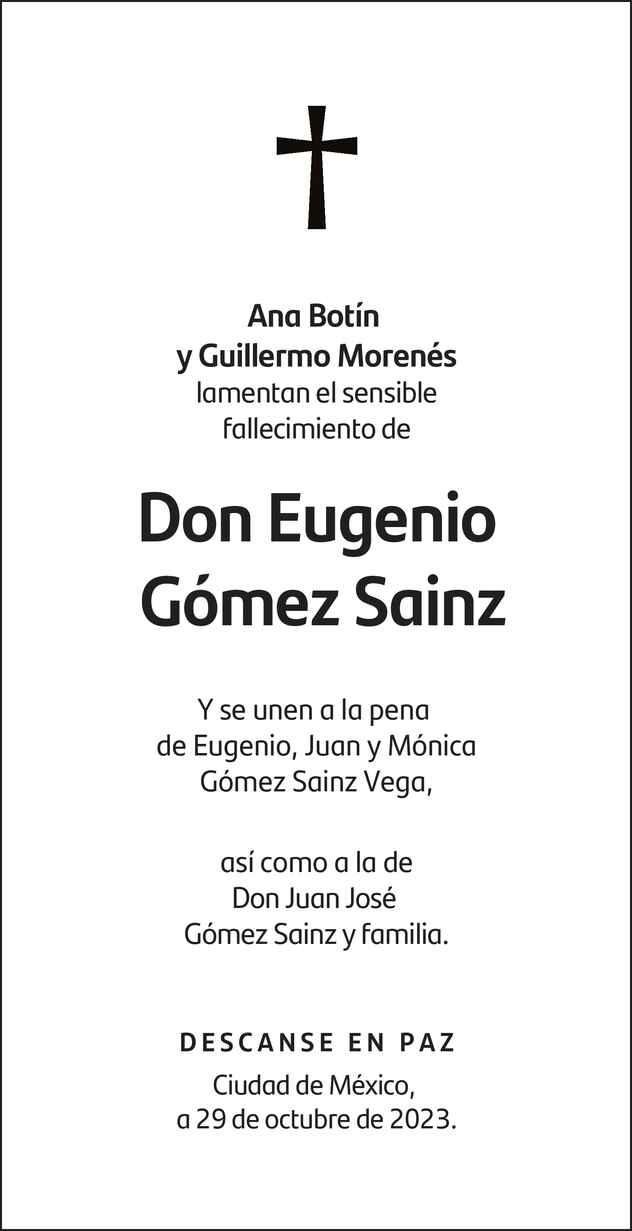 Se Or Eugenio G Mez Sainz Obituario Esquela