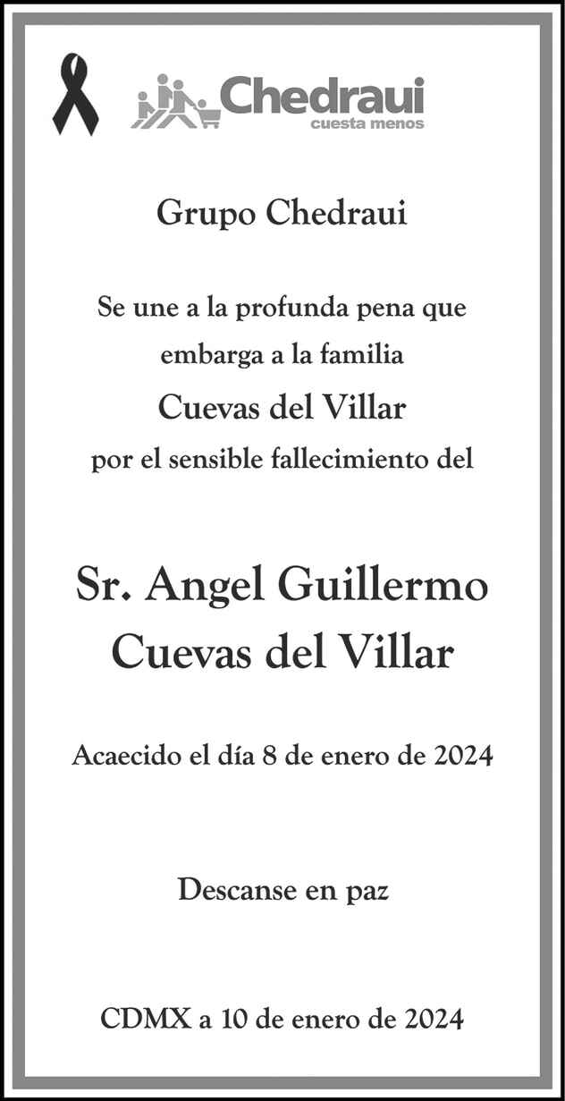 Don Ángel Guillermo Cuevas Del Villar Obituario Esquela